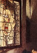 VERMEER VAN DELFT, Jan A Lady Drinking and a Gentleman (detail) wet oil painting